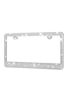 Buy License Plate Frame,Lastingly Bling License Plate Holder with Multifaceted Rhinestones White in Saudi Arabia