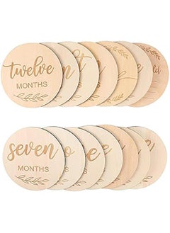 Buy 14 Piece Wooden Baby Monthly Milestone Photo Cards, Baby Announcement Cards, Baby Milestone Discs for Newborn Baby Shower Gifts in Saudi Arabia