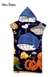 Buy Microfiber Bath Towel Beach Towel Cape Print Hooded Bath Towel Beach Pool Fit Adult or Child 110cm x 75cm in UAE