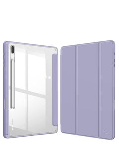 Buy Hybrid Slim Case for Samsung Galaxy Tab S8 Plus 2022/S7 FE 2021/S7 Plus 2020 12.4 Inch, S Pen Holder, Shockproof Cover with Clear Transparent Back Shell, Auto Wake/Sleep with Screen Protector (Purple) in UAE