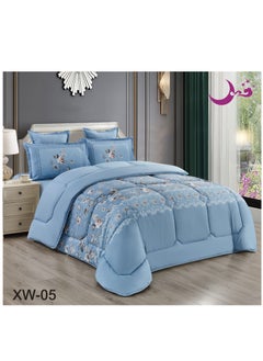 Buy Comforter Set a Royal Soft and Comfortable Bedspread 6 pieces Two Sheets Two Sides One Floral Face and one Plain face in Saudi Arabia