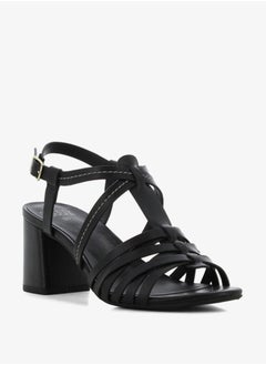 Buy Women's Solid Cross Strap Sandals with Block Heels in Saudi Arabia