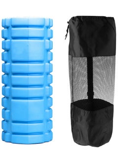 Buy Yoga Foam Roller for Deep Tissue Massage Muscle with Carry Bag, Light Blue in Egypt