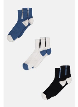 اشتري Men 3 Pair Textured Socks, Navy/White Combo في الامارات