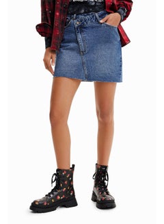 اشتري Criss-cross waist denim mini skirt في مصر