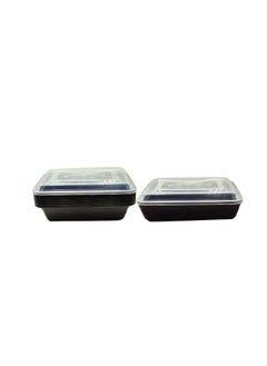 Buy Microwave Container Black 38 Ounce Rectangular With Lid Pack Of 24 Pieces in UAE