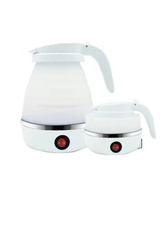 Buy Foldable Kettle, Mini Portable Electric Kettle, Leak Proof Stainless Steel Quick Boiling Kettle, Silicone Collapsible Heating Water Boiler Tea Pot For Home Camping Outdoor Travel, (White) in UAE