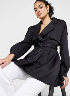 Buy Peplum Detail Trench Coat in Saudi Arabia