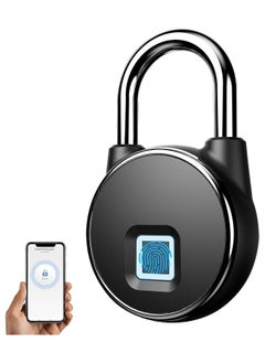 Buy Fingerprint Padlock, Smart Keyless Bluetooth Lock APP/Fingerprint Unlock Anti-Theft Door Luggage Case Lock for Android iOS System Suitable for Gym, Backpack, School, Fence and Storage in Saudi Arabia