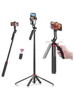 Buy Extendable Phone Tripod 71" Selfie Stick Phone Vlog Tripod Stand Quadrapod with All in 1 Phone Clip Travel Tripod Phone Holder with Rechargeable Remote for iPhone Action camera in Saudi Arabia