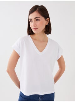 اشتري V Neck Straight Short Sleeve Women T-Shirt في مصر