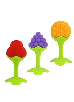 Buy Baby Massager & Soft Silicone Fruit Teether Toy 3 Pack, Fruit-Shaped Multi-Texture Teethers Soothe Sore Gums, Non-Toxic BPA-Free Food-Grade Silicone, Hands-Free & Easy to Hold, Safe to Freeze in UAE