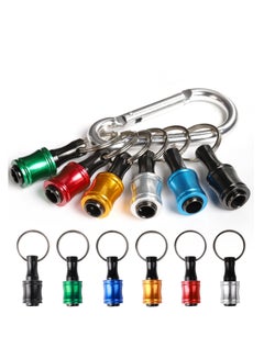Buy 1/4 inch Hex Shank, Aluminum Alloy Screwdriver Bits Holder, Light-weight Quick-change Extension Bar Keychain Drill Screw Adapter Change Portable, Versatile Compatibility (6 pcs with Silver Carabiner) in UAE