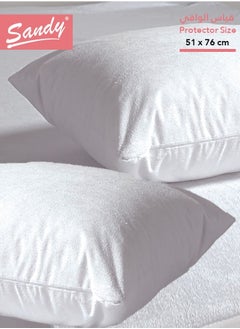 Buy Sandy Latex Premium Waterproof Pillow Protector 2-Pieces Flap Protector Pillow Case Set - Hypoallergenic, Breathable and Dust Mite Protecting (Queen Size: 51*76 cm, White) in Saudi Arabia