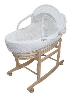 Buy Baby Bedside Crib, Newborn Bedside Sleeper, Moses Basket Baby Bed, Baby Bassinet Bed Natural Knitted, Portable Infant Travel Crib, Baby Bed with Storage Basket Mattress Quilt for Girl Boy in Saudi Arabia