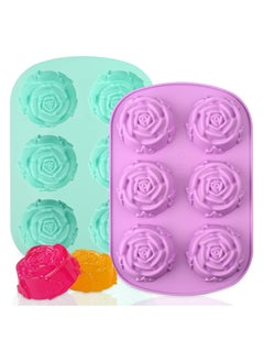 اشتري 2 Pcs Silicone Rose Mold Large Rose Flower Soap Mold Flower Shape Fondant Ice Cube Trays Food Grade Silicone and BPA Free Perfect for Soap Mousse Jelly Chocolate Dishwasher Safe في الامارات