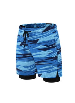 اشتري Fashionable Men's Double-Layer Quick Drying Beach Swimming Shorts في الامارات