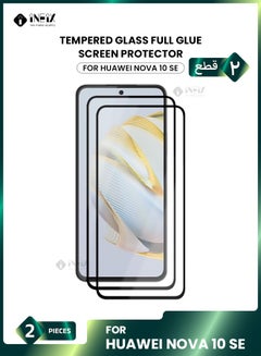 Buy 2 Pieces Premium Full Cover Tempered Glass  Screen Protector For Huawei Nova 10 SE-Black/Clear in Saudi Arabia