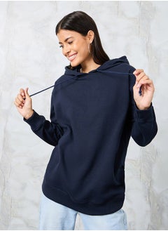 Buy Regular Fit Cotton Longline Hoodie in Saudi Arabia