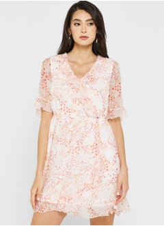 Buy Printed Ruffle Detail Dress in UAE