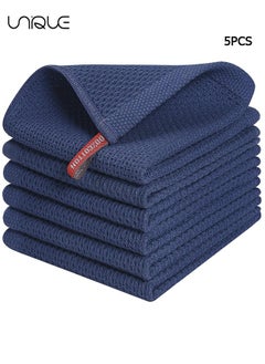 Buy 100% Cotton Kitchen Dish Cloths, 6 Pack Waffle Weave Ultra Soft Absorbent Dish Towels for Drying Dishes Quick Drying Kitchen Towels Dish Rags, 12 X 12 Inches, Navy Blue in UAE