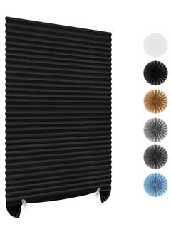 اشتري Cordless Blackout Temporary Window Blinds Light Filtering Pleated Fabric Shade Room Darkening Shades for Living Room Bathroom Kitchen Office Black في الامارات