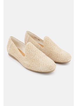 Buy Women Leopard Print Suede Slip On Flats, Beige in Saudi Arabia