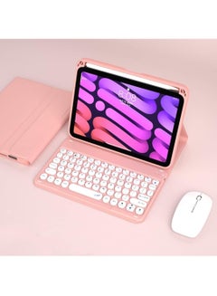 Buy Arabic and English Compatible with iPad Mini 6 2021 8.3 inch Magnetic Keyboard Case, Round Key Detachable Keyboard with Pencil Holder and Mouse for iPad Mini 6 in Saudi Arabia