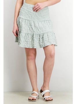 Buy Women Tall Tiered Textured Mini Skirt, Grey in Saudi Arabia