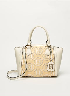 اشتري Women Monogram Detail Tote Bag with Detachable Strap and Zip Closure في الامارات