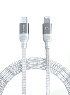 اشتري Fast Charging and Data Transmittion Cable 27W 1.2 Metre C to Lightning Cable Nylon USBC to Lightning Charge Cord for USB C TO Lightning Devices White في الامارات