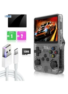 Buy R36S Handheld Retro Gaming Console Linux System with 128G TF Card, Preloaded with 15000+ Games, Retro Video Game Console 3.5-inch IPS Screen (Black 128G) in Saudi Arabia