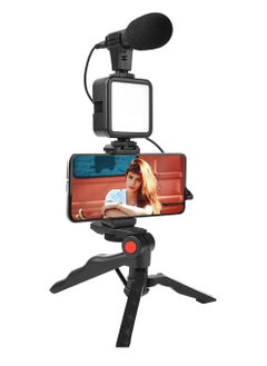 Buy Vlogging Live Streaming Kit With Microphone Tripod Black in UAE