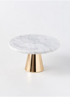 Buy White Marble Cake Stand with Golden Base in UAE