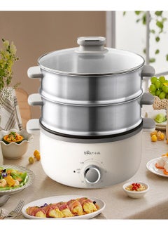 Buy 13L Stainless Steel Electric Food Steamer Multi Layer Cooker with Timer 1500W Multifunctional Non Stick Frying Pan Electric Cooking Pot Boiler For kitchen Home in UAE