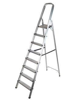 Buy STANLEY Step Ladder | 8 Steps Aluminum Ladder | Anti Slip Steps | Non Slip Rubber Edge Guards | 150 KG Loading Capacity | EN131 Approved in UAE