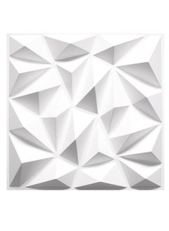 Buy 12 Pack 3D Wall Panels 3D Texture Wallpaper Panel Diamond Design Decorative Wall Covering 30x30cm White in UAE