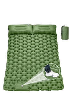 اشتري Double Sleeping Pad for Camping, 78''X49''X3.9'' Large Self Inflating Camping Sleeping Pad with Pillow Built-in Pump Portable 2 Person Camping Pad for Hiking, Backpacking, Tent Air Mattress(Green) في الامارات