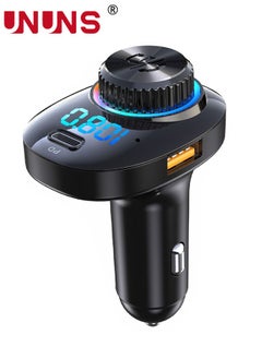 اشتري Bluetooth FM Transmitter for Car,Bluetooth 5.0 Car Adapter,QC 3.0 Charging,7 Color LED Backlit,Dual USB Port,Handsfree Call,Wireless Radio Receiver,Supports TF Card/U-Disk في الامارات