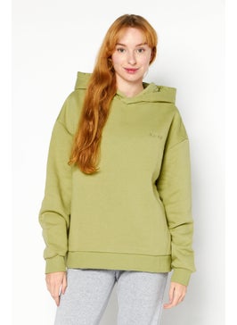 اشتري Women Long Sleeves Brand Logo Hoodie, Olive في الامارات