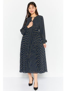 Buy Women Allover Print Midi Dress, Navy Combo in UAE