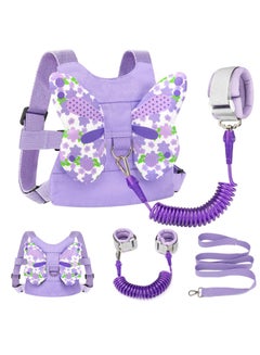 Buy Toddler Harness Leash + Anti Lost Wrist Link Kids Butterfly Harnesses with Children Leashes Cute Baby Leash Walking Assistant Wristband Strap Tether for Girls Outdoor Purple in Saudi Arabia