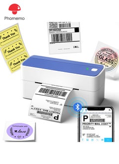 Buy 241-BT Bluetooth Thermal Label Printer, 4X6" Wireless Shipping Label Printer for Small Business, Label Printer for Shipping Packages, Compatible with iPhone, Android (Blue) in Saudi Arabia