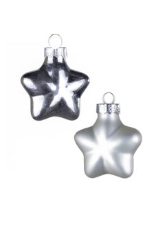 Buy Gulf Flowers Glass Christmas Decoration – Star, 9 Pcs, Silver Ornaments for Tree & Holiday Decoration in UAE