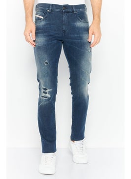 اشتري Men 2019 D-Strukt Slim Fit Rip Stretchable Jeans, Blue في الامارات