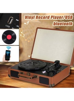 Buy Portable Suitcase Record Player Brown Vintage Phonograph Portable Bluetooth Suitcase Vinyl Wireless Turntable Records Player Bluetooth Built in Speakers in Saudi Arabia