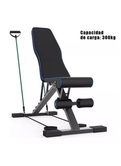 Buy Adjustable Weight Bench, Exercise Workout Bench for Full Body Workout Multi Purpose Foldable Bench, Folding Dumbbells Bench with Elastic Ropes in UAE