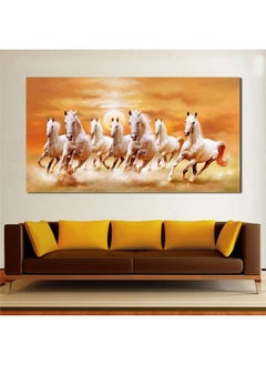 Buy Seven Running White Horse Animals Home Decor Paintings On Canvas Posters And Prints Modern Wall Picture For Living Room in UAE