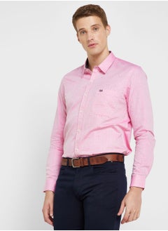 Buy Classic Slim Fit Self Design Pure Cotton Formal Shirt in UAE