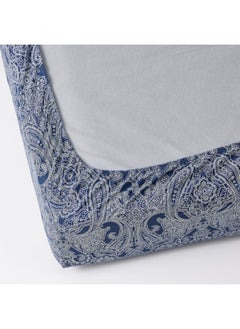 اشتري Fitted sheet, dark blue/white, 140x200 cm في السعودية